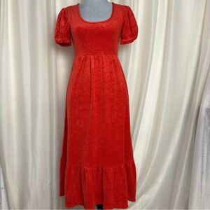 dRA Anthropologie Ruth Scoop Neck Puff Sleeve Fit Flare Dress